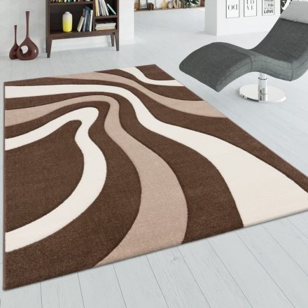 3D hatású design modern szőnyeg hullám barna-bézs 60x110 cm