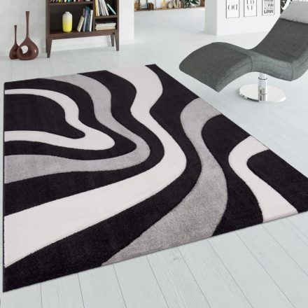 3D hatású design modern szőnyeg hullám szürke-fekete 80x150 cm
