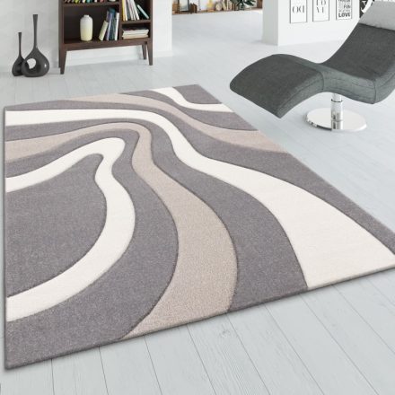 3D hatású design modern szőnyeg hullám szürke-bézs 80x150 cm