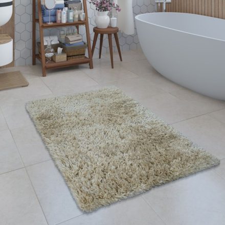 Shaggy fürdőszoba szőnyeg egyszínű bolyhos szőnyeg bézs 60x100 cm