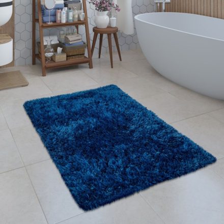 Shaggy fürdőszoba szőnyeg egyszínű bolyhos szőnyeg kék 80 cm kör alakú