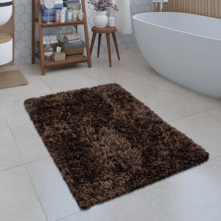 Shaggy fürdőszoba szőnyeg egyszínű bolyhos szőnyeg barna 50x80 cm