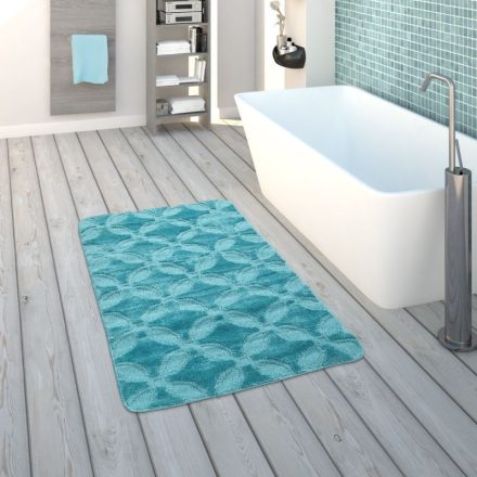 Fürdőszoba szőnyeg rövidszálú mintás egyszínű türkiz 40x55 cm