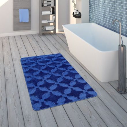Fürdőszoba szőnyeg rövidszálú mintás egyszínű kék 70x120 cm