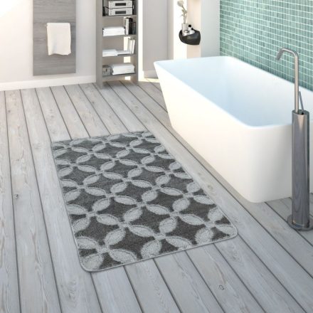 Fürdőszoba szőnyeg rövidszálú mintás egyszínű szürke 40x55 cm