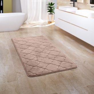   Puha csúszásmentes fürdőszoba szőnyeg marokkói mintával bézs 60x100 cm