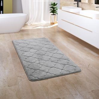   Puha csúszásmentes fürdőszoba szőnyeg marokkói mintával szürke 50x80 cm