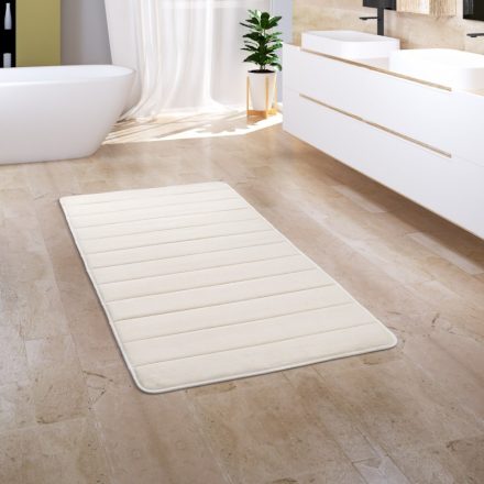Puha csúszásmentes fürdőszoba szőnyeg csíkos krém 65x120 cm