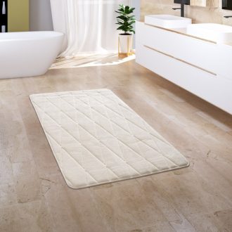   Puha csúszásmentes 3D fürdőszoba szőnyeg rombusz krém 50x80 cm