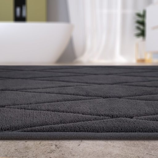 Puha csúszásmentes 3D fürdőszoba szőnyeg rombusz antracit 60x100 cm