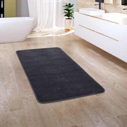 Egyszínű puha csúszásmentes fürdőszoba szőnyeg antracit 65x120 cm