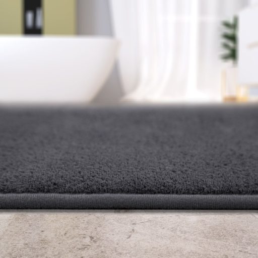 Egyszínű puha csúszásmentes fürdőszoba szőnyeg antracit 60x100 cm