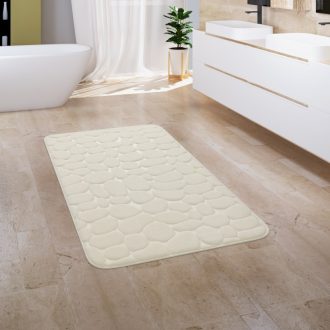   Egyszínű puha 3D csúszásmentes fürdőszoba szőnyeg krém 50x80 cm