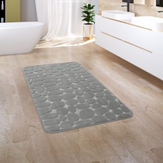   Egyszínű puha 3D csúszásmentes fürdőszoba szőnyeg szürke 50x80 cm