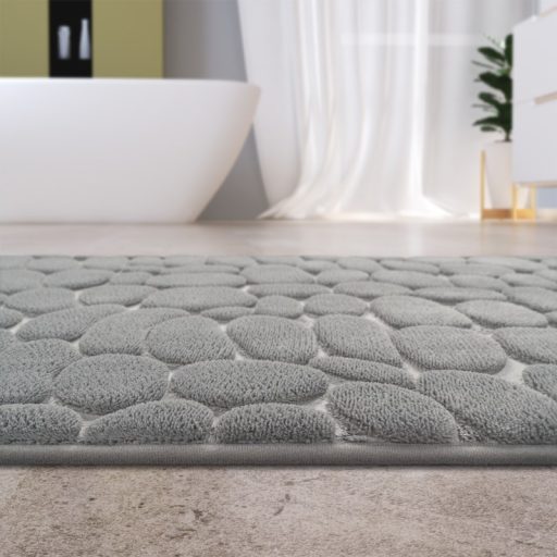 Egyszínű puha 3D csúszásmentes fürdőszoba szőnyeg szürke 60x100 cm