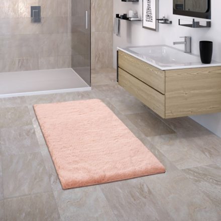 Egyszínű puha hosszú szálú fürdőszoba szőnyeg rózsaszín 70x120 cm