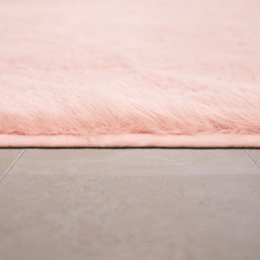 Egyszínű puha hosszú szálú fürdőszoba szőnyeg rózsaszín 60x100 cm