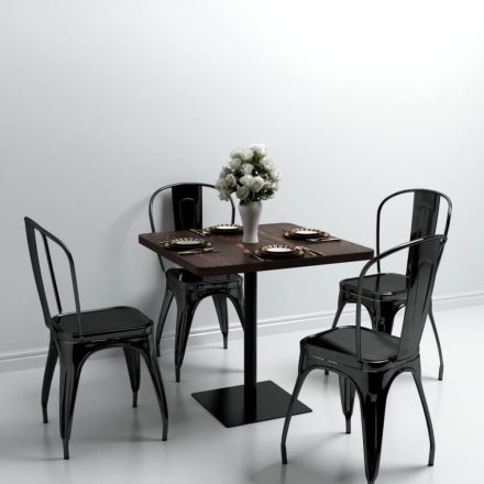 sötét hamuszínű MDF/acél bisztró asztal 80 x 80 x 75 cm 