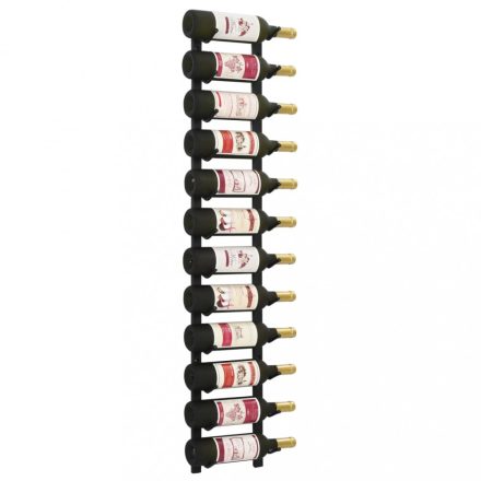 fekete vas falra szerelhető bortartó állvány 12 palacknak