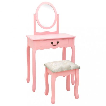 rózsaszín császárfa MDF fésülködőasztal ülőkével 65x36x128 cm