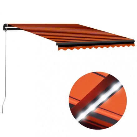 narancs és barna kézzel kihúzható LED-es napellenző 300x250 cm