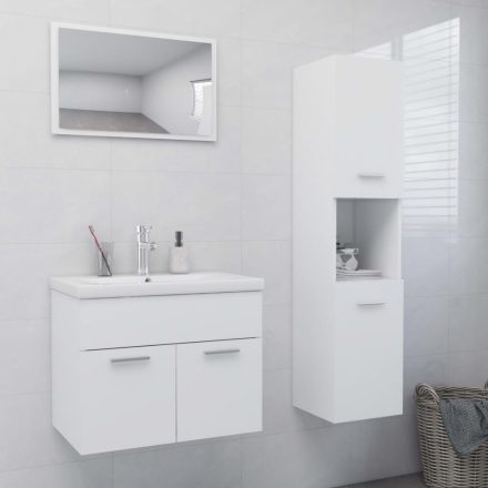 fehér forgácslap fürdőszobai bútorszett