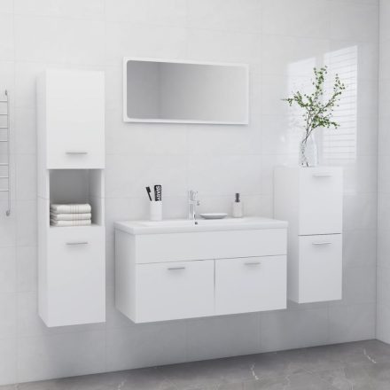 fehér forgácslap fürdőszobai bútorszett