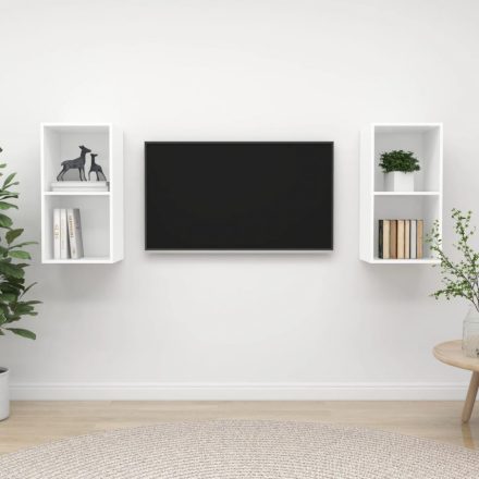 2 db fehér forgácslap falra szerelhető TV-szekrény