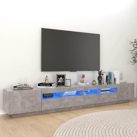 betonszürke TV-szekrény LED-lámpákkal 260 x 35 x 40 cm