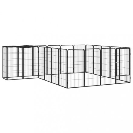 22-paneles fekete porszórt acél kutyakennel 50 x 100 cm