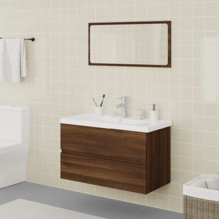 barna tölgyszínű szerelt fa fürdőszobai bútorgarnitúra