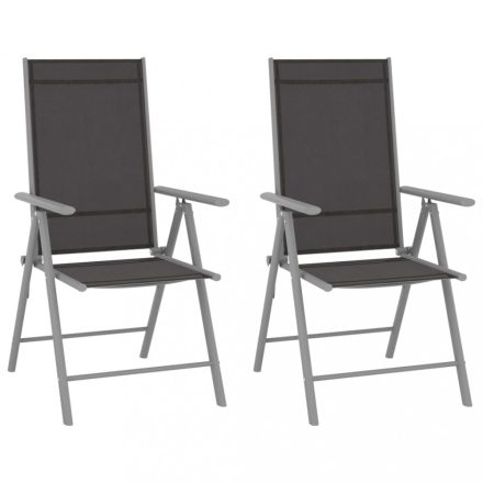 2 db fekete összecsukható textilén kerti szék