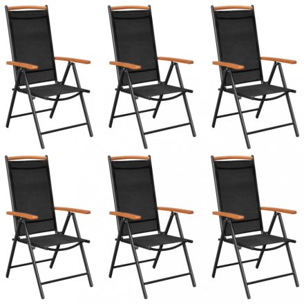 6 db fekete összecsukható textilén kerti szék