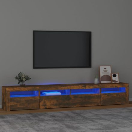 füstös tölgy színű TV-szekrény LED-lámpákkal 240x35x40 cm