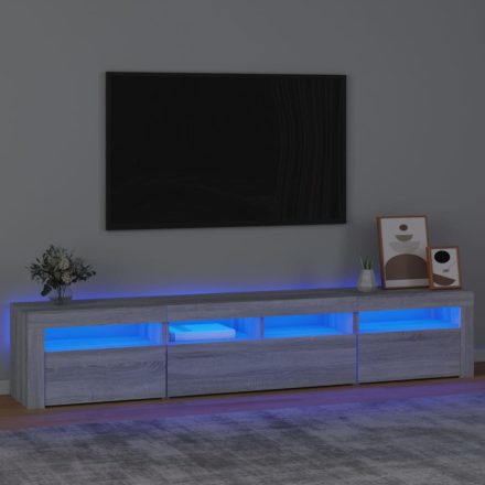 szürke sonoma színű TV-szekrény LED-lámpákkal 210x35x40 cm