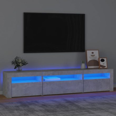 betonszürke TV-szekrény LED lámpákkal 195x35x40 cm