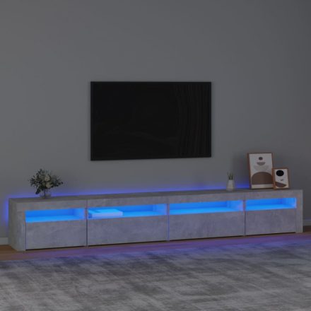 betonszürke TV-szekrény LED lámpákkal 270x35x40 cm