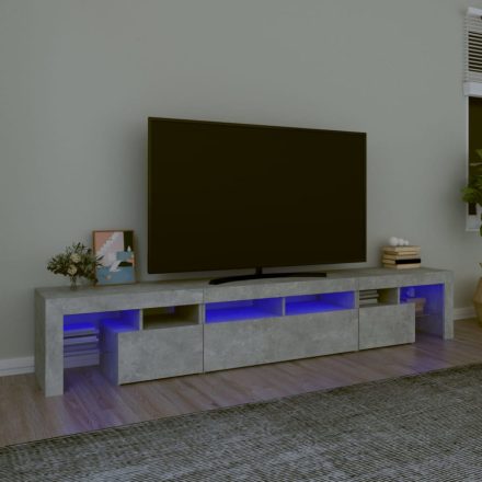 betonszürke TV-szekrény LED lámpákkal 230x36,5x40 cm