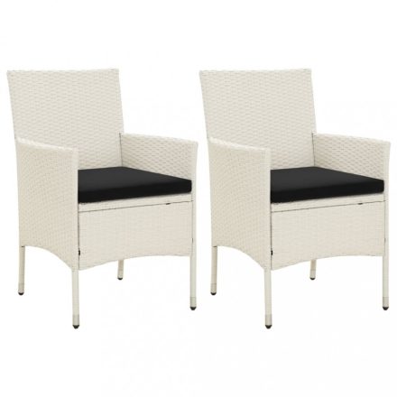 2 db fehér polyrattan kerti szék párnával