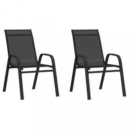 2 db fekete textilén rakásolható kerti szék