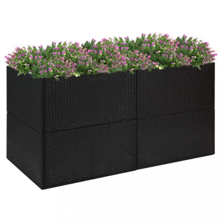 fekete polyrattan kerti ültetőláda 157x80x80 cm
