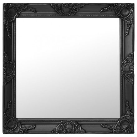 fekete barokk stílusú fali tükör 60 x 60 cm