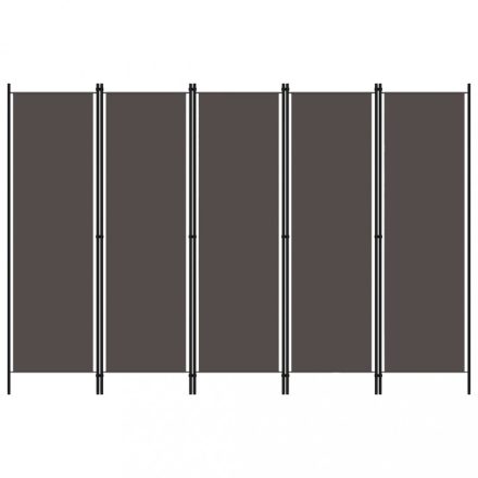 antracitszürke 5 paneles paraván 250 x 180 cm
