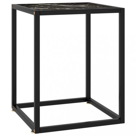 fekete dohányzóasztal fekete márványmintás üveggel 40x40x50 cm