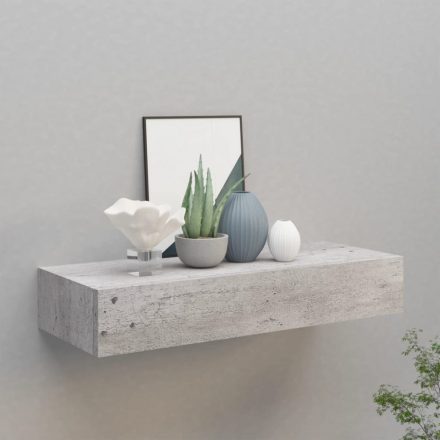 betonszürke MDF falra szerelhető fiókos polc 60 x 23,5 x 10 cm