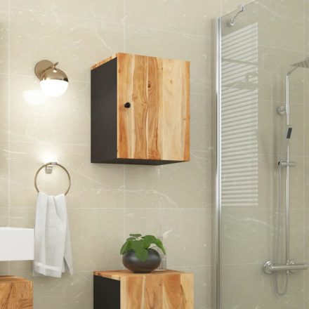 tömör akácfa falra szerelhető fürdőszobaszekrény 38x33x48 cm