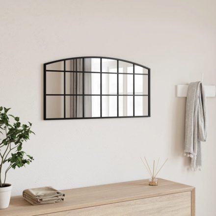 fekete ívelt vas fali tükör 80 x 40 cm