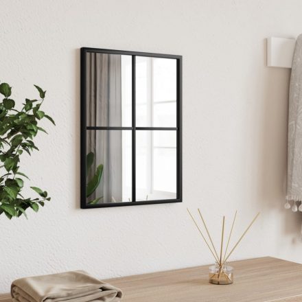 fekete téglalap alakú vas fali tükör 30 x 40 cm