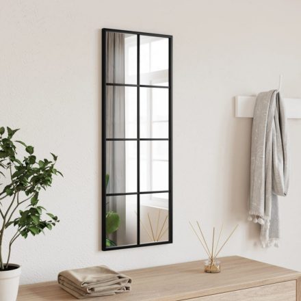 fekete téglalap alakú vas fali tükör 30 x 80 cm