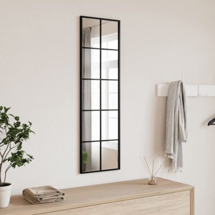 fekete téglalap alakú vas fali tükör 30 x 100 cm